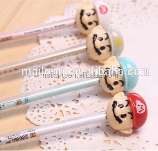 
South Korea Mario gel ink pen with stamp on pot & cap seal Super Mary multi-functional neutral for school PN3058 