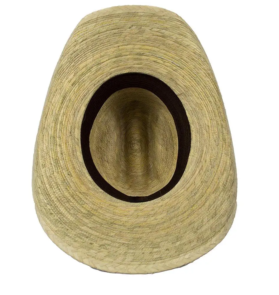 Custom Large Mexican Palm Leaf Cowboy Hat, Sombreros Vaqueros de Palma de Hombre, Flex Fit (Burnt Stain)