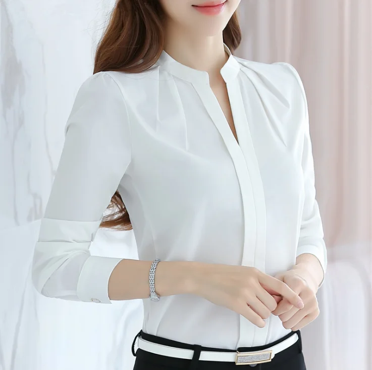 Летняя однотонная повседневная женская рубашка CUHAKCI, шифоновая блузка с длинным рукавом, женские офисные рубашки, рабочий Топ большого размера 2XL