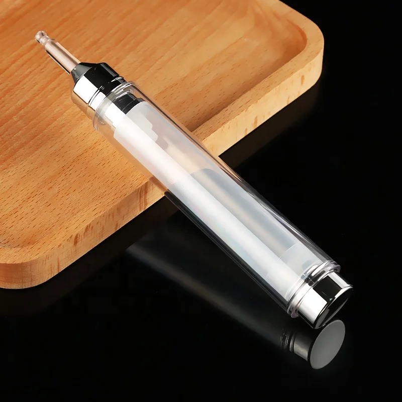 Transparent Empty 15ml Cosmetic Packaging Tube Syringe Shaped Airless Bottle Cosmetic Packaging Tube