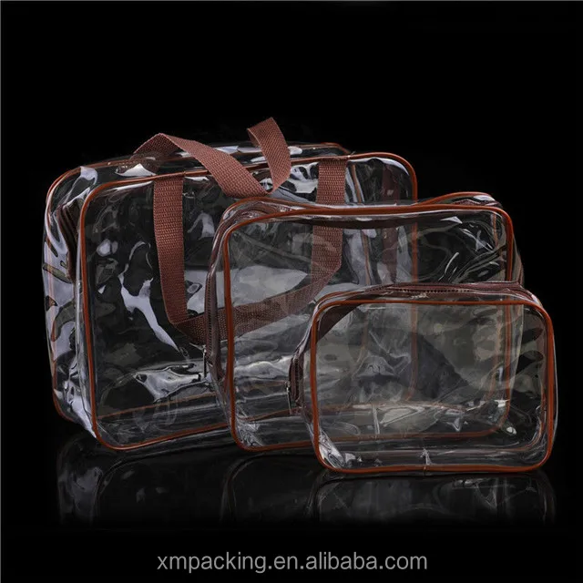 customized transparent waterproof clear plastic travel pvc cosmetic bag with zipper
