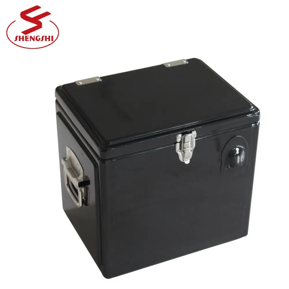 Customized 15 Liter Black Metal Vintage Ice Cooler Cooling Box