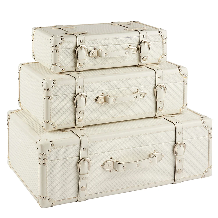 Newest PU leather vintage unique travel luggage trunks set