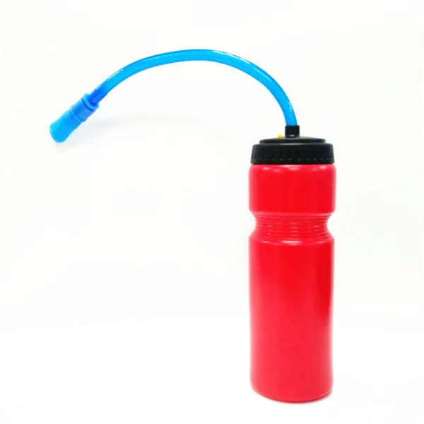 
novel plastic sports water bottle with long straw 