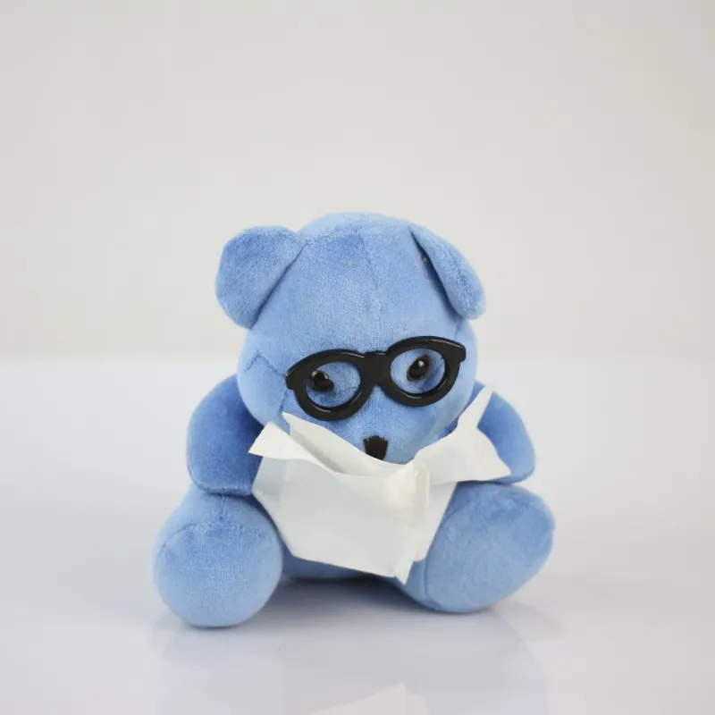 Plush Toy Teddy Bear Wearing Black Glasses/Luck Soft Colorful Toy Bear with Glasss/Stuffed Toy Sitting 14cm High Bear
