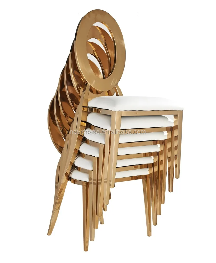 B8030 Congling Stackable bulk chairs gold wholesale white chair