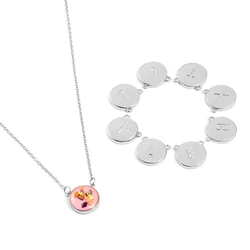A-Z Gold Silver Coin Initial Choker Necklace Pink Enamel Seashell Pendant Necklaces For Women Jewelry