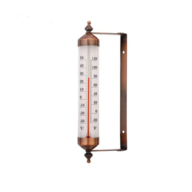 Cast Iron Wrought Wall Mounted Durable Garden Outdoor Glass Tube Caplillary Thermometer