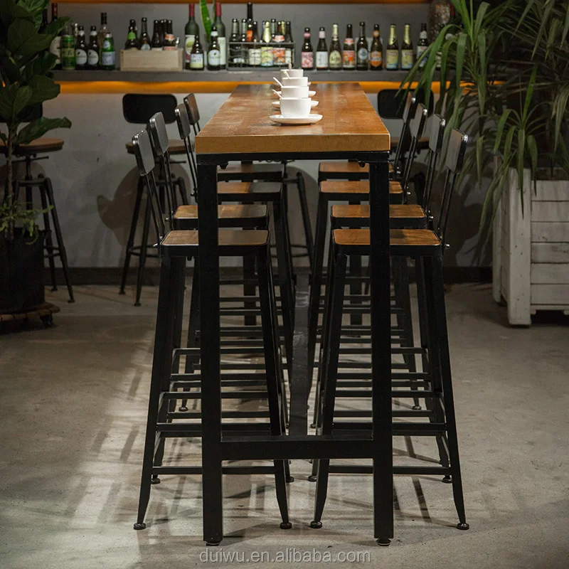Foshan, оптовая продажа, Железная мебель для бистро, барный стол из массива дерева и паб