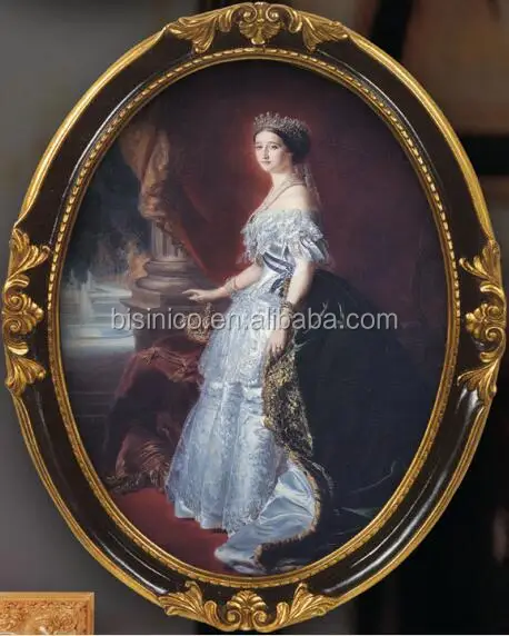 Картина маслом ручной работы в старинном стиле овальной формы с позолоченной и коричневой