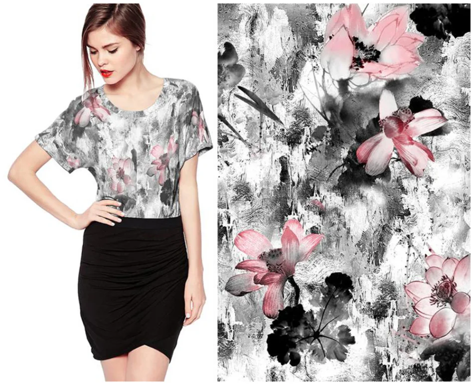 
New Products Digital Printed Custom Design Silk Habotai Fabric 