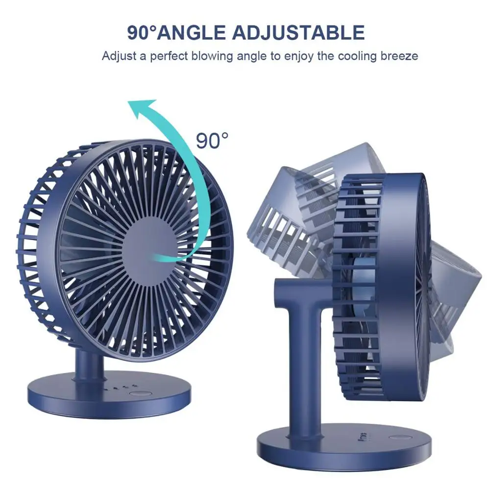 USB Desk Fan with Night Breathing Light, Air Circulator Desk Fan 90 Degree Rotation Portable Foldable Fan for Home, Office