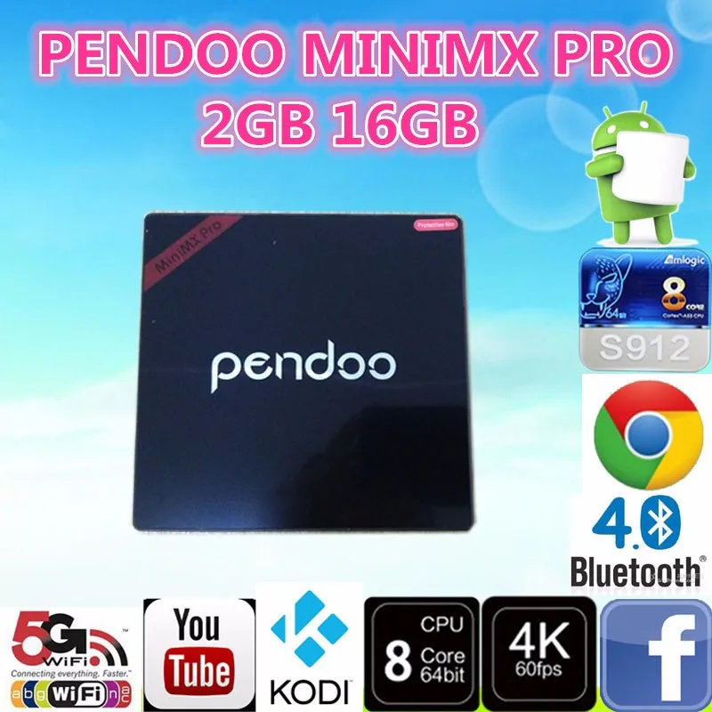 2016 Новый Дизайн КОДИ Octa Ядро Pendoo MiniMX Pro 2 г 16 г S912 Amlogic Android 6.0 Media Player Смарт TV Box