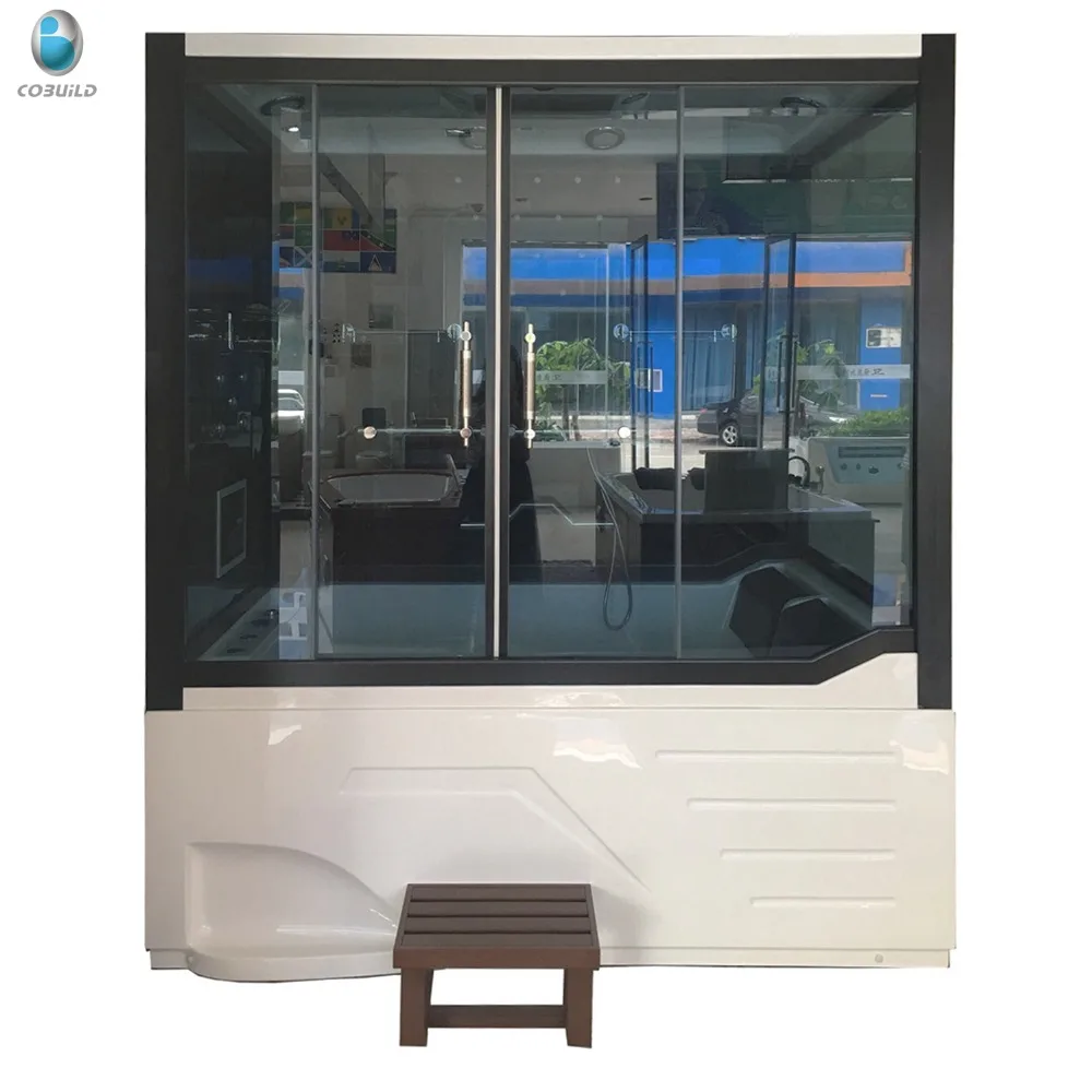 Double wet steam cabin bathroom Steam deep Whirlpool Tub Shower Room With Body Massage Jets