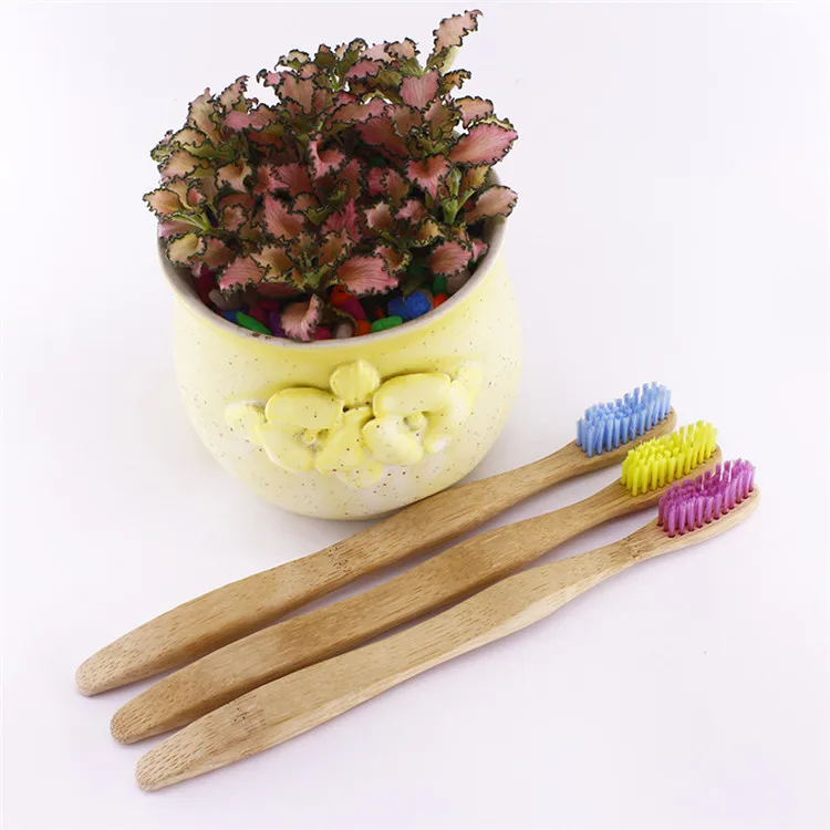 Wholesale wood color bamboo toothbrush