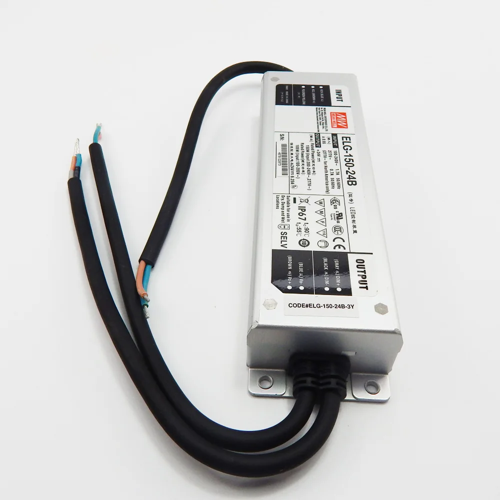 Cheap original meanwell led driver 40W to 600W alu case 150W 24Vdc 0-10v dimming led driver IP67 ELG-150-24B