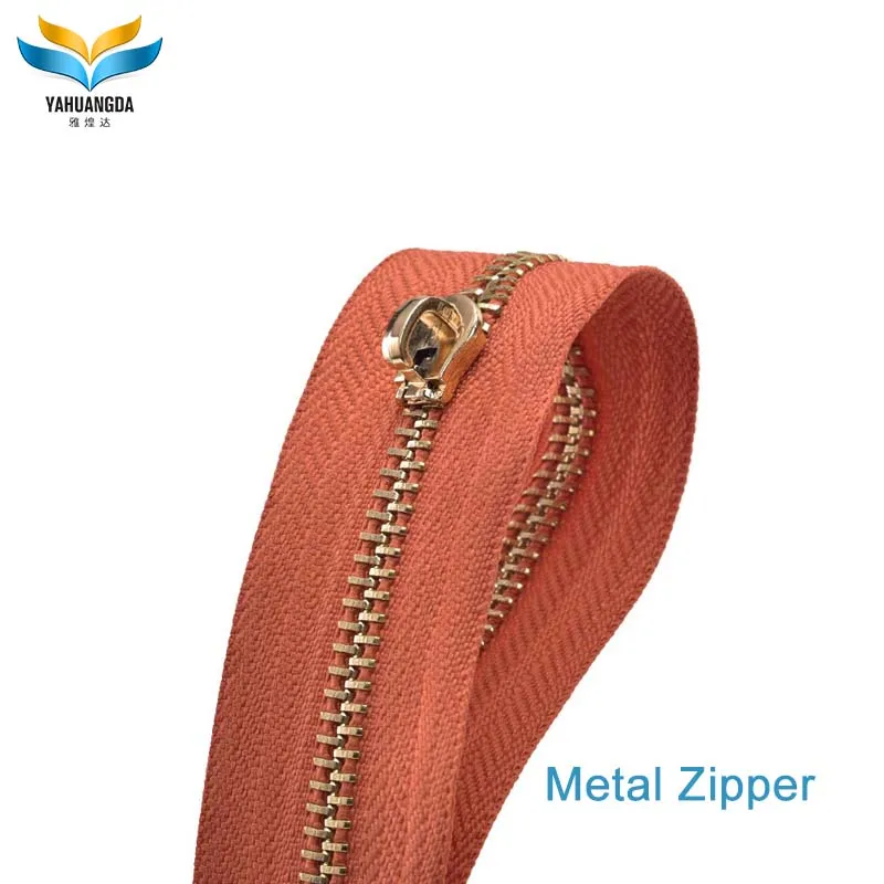 custom leather design metal zipper with metal slider for bag making accessories
