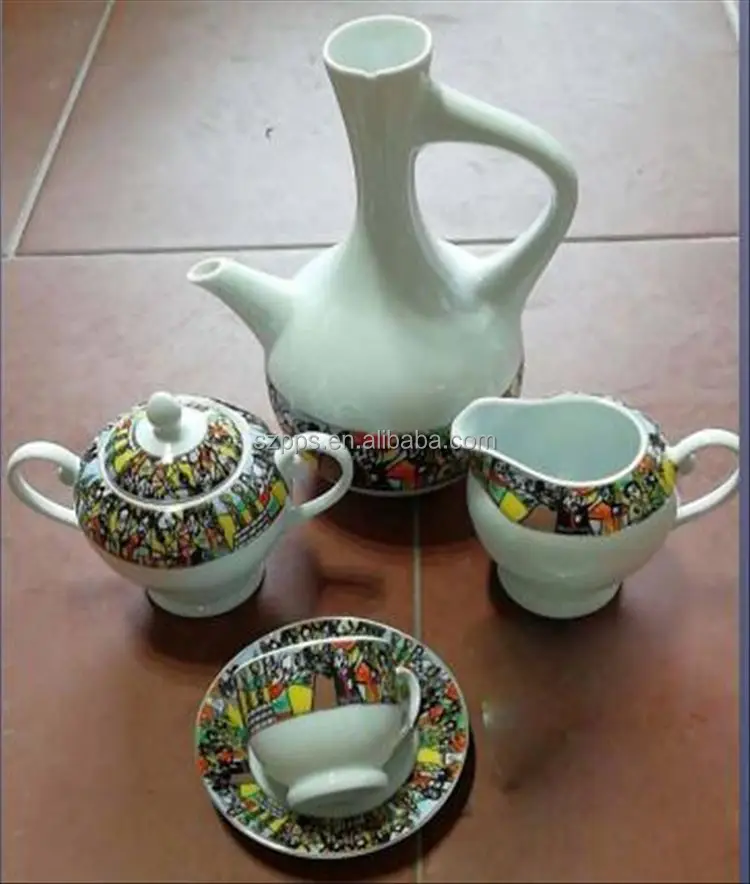 16PC Ethiopian Traditional Coffee Set Jebana pot Road Design2