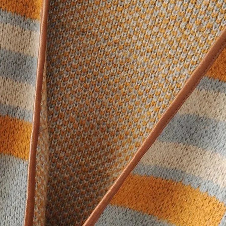 Korean Women Fashion 2024 Bat Sleeve Coat Color Block Varsity Sweaters Wholesale Women Cardigan