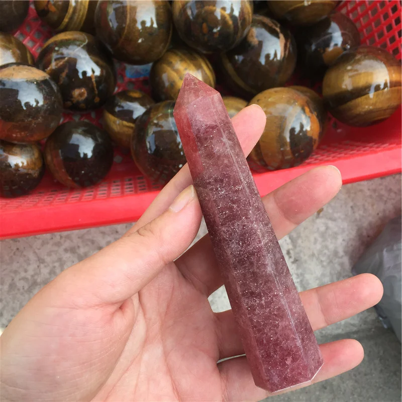 Wholesale Reiki Healing Natural Strawberry Quartz Wand Crystal Point