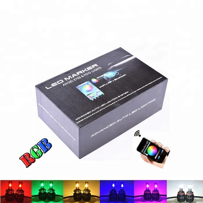 2018 New Product LED RGB WIFI Fog Light 9006 H4 H7 H11 Auto Car Headlights Bulb Lamp For J eep BM W