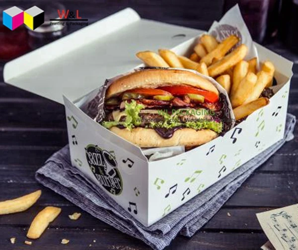 nice and cheap food grade paper hamburger french fries packaging box