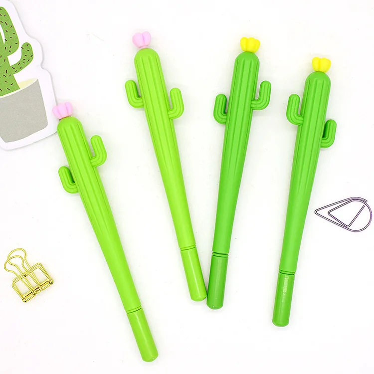 New Cute Creative Green Cactus Flower Gel Pen Office School Gift Stationery Pen