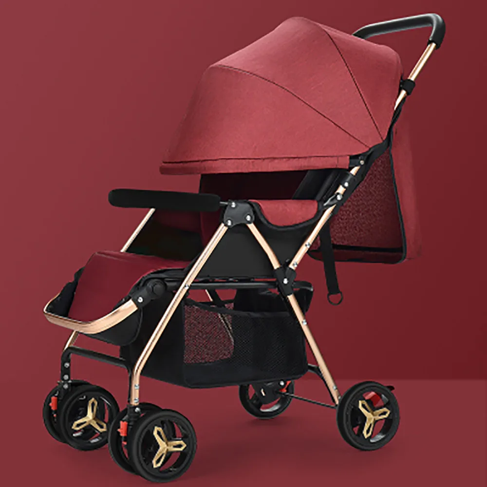 Wholesale High Quality Baby Stroller Aluminum Alloy Frame Linen Canopy Baby Pram Factory Price