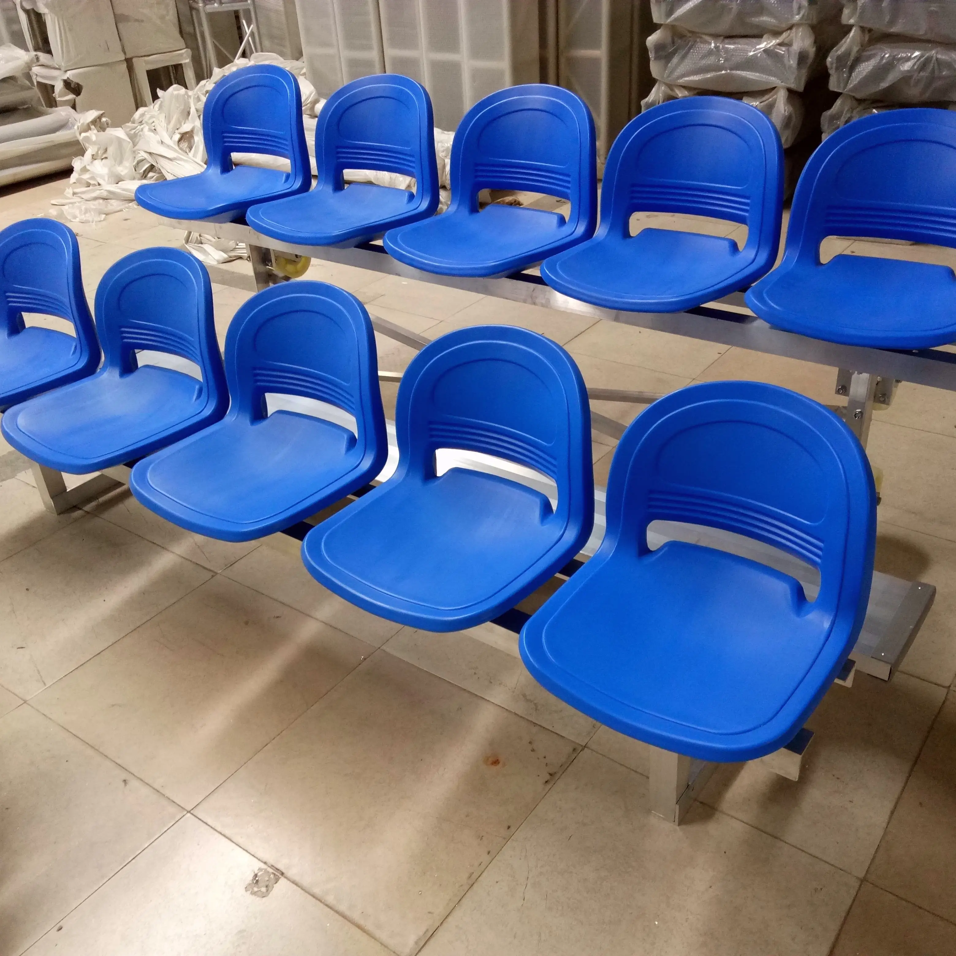 2 Row Aluminum Portable Bleachers With HDPE Seats For Playground Court Stadium