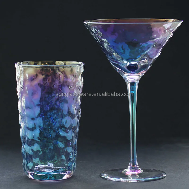 SXGC unfairness unique uneven surface texture glasses fancy transparent gradient color wine glass with liquid luster