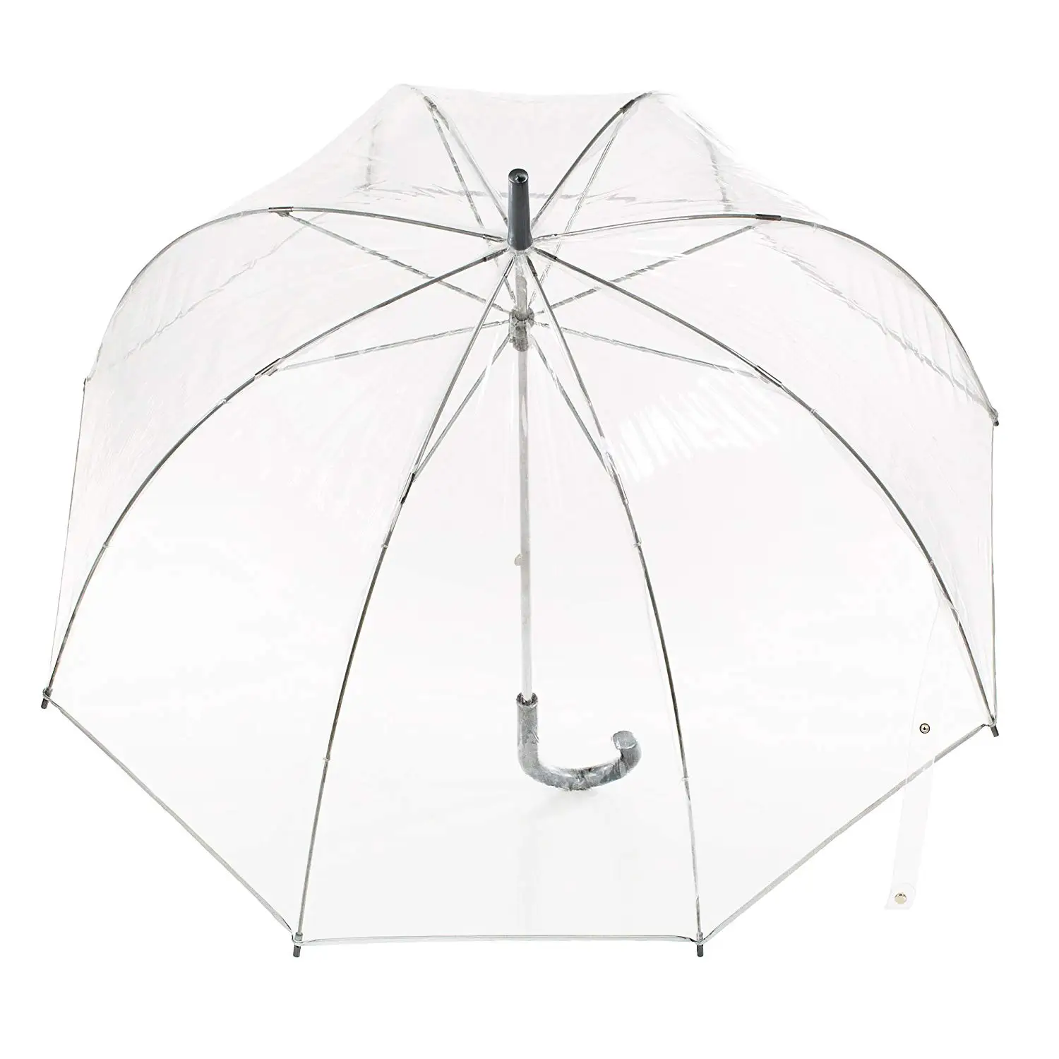 Hot Sale 23 Inch 8 Ribs J-shape handle Transparent Dome automatic Umbrella