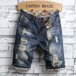 Men Jean Shorts Vintage Slim Straight Denim Cotton Jeans Pants Fashion Shorts