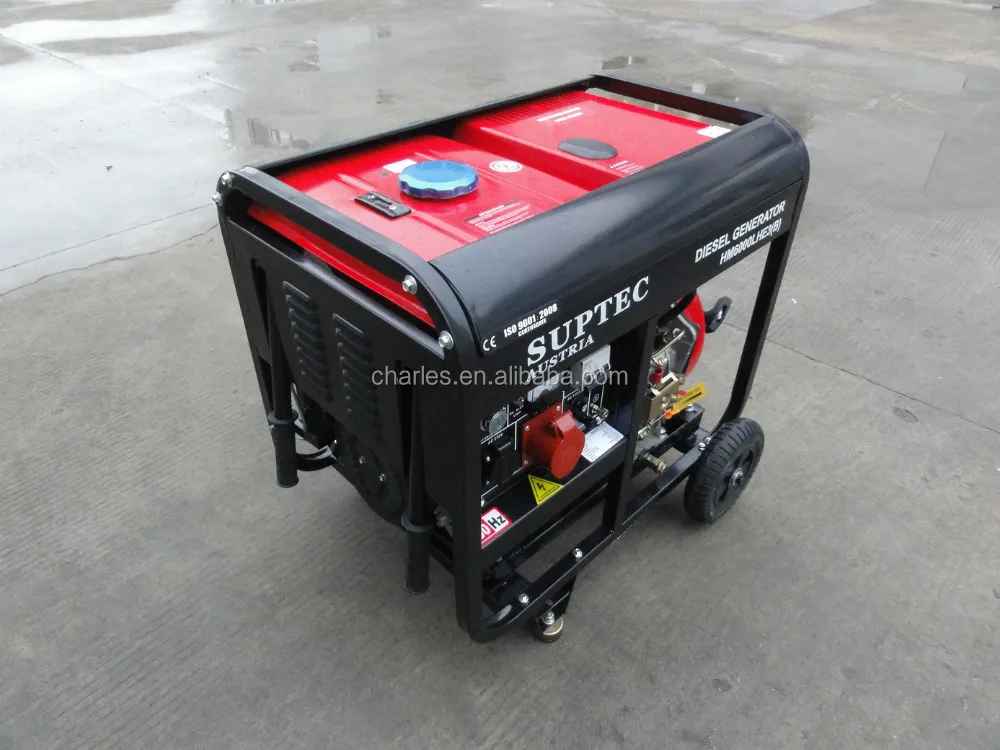 5KW OPEN TYPE AIR COOLED DIESEL GENERATOR RED COLOR FUEL TANK