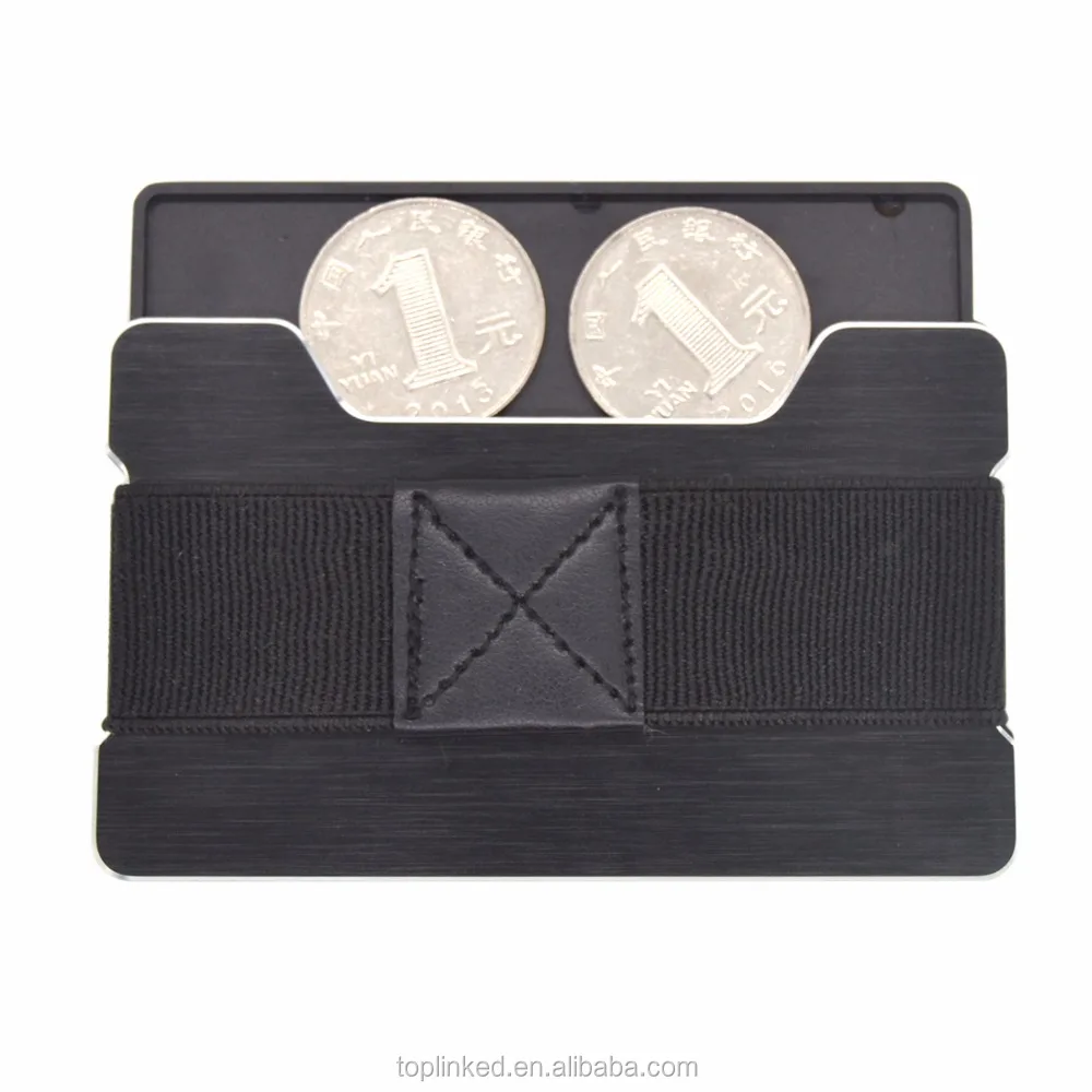 Tuopuke minimalist unique metal rfid men wallet with mini safe elastic money band and coin compartment