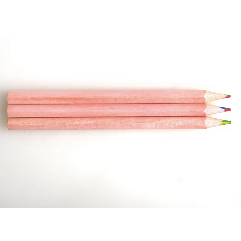 Wholesale customized logo jumbo triangle basswood color pencil four colors in one