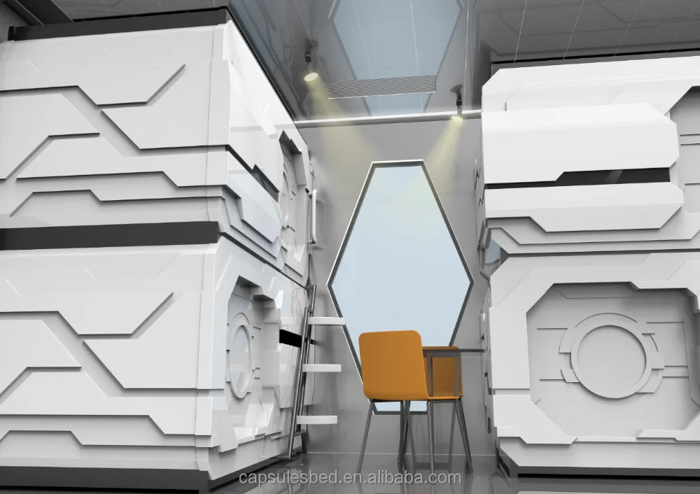 Mobile expandable container house luxury with capsule bed with shower and toilet with A/C with lockers with seats and desks