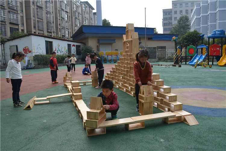 Goodkids Popular Large Hollow Natural Color Pyramid Unit Blocks Educational Outdoor Toys