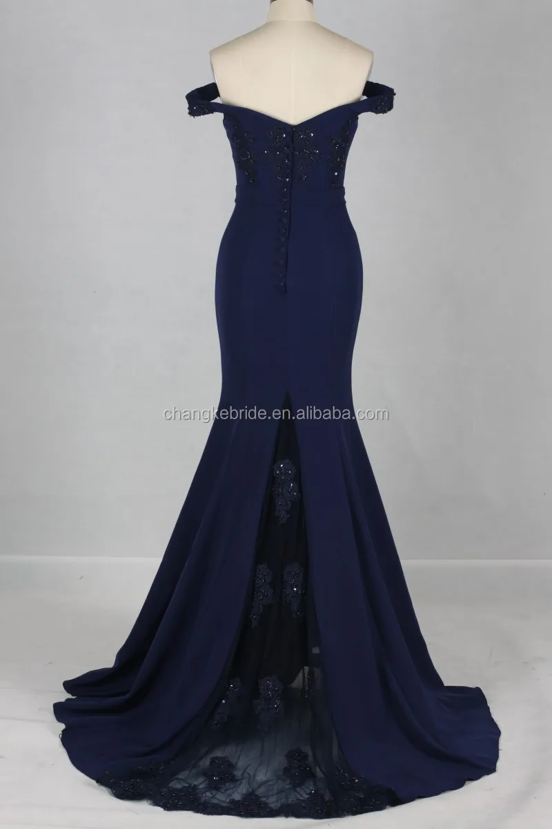 
Modern 2018 Navy Appliqued Long Bridesmaid Dress 