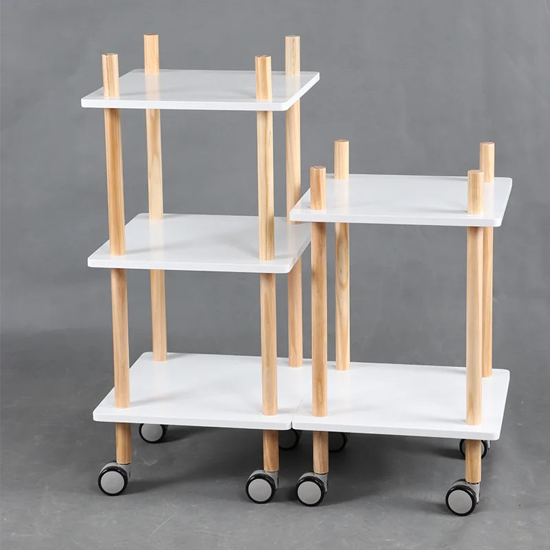 
Promotional 2 tiers modern simple design fancy wooden trolley for salon 