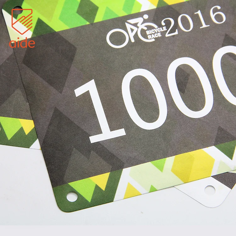 Durable Runner Race Number Bibs Waterproof Tyvek Paper running bibs for Marathon and Events with Free Pins