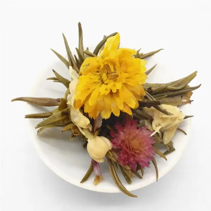 Healthy Sweet Chrysanthemums Flowering Handmade Beauty Artistic Green Blooming Tea Ball