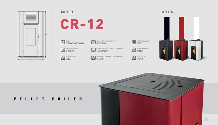 18 kw Automatic Burning Water Heating Hydro Pellet Stove With Back Boiler