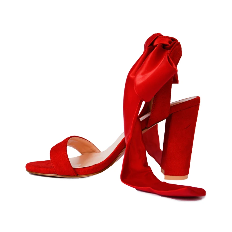 
factory direct best quality color fashion suede and silk material open toe chunky heel sandals shoes women 
