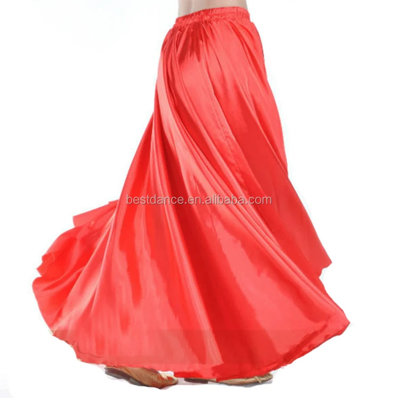 Belly Dance Costume Wear Full Circle Long Skirt Satin Swing Flamenco Skirt Costume