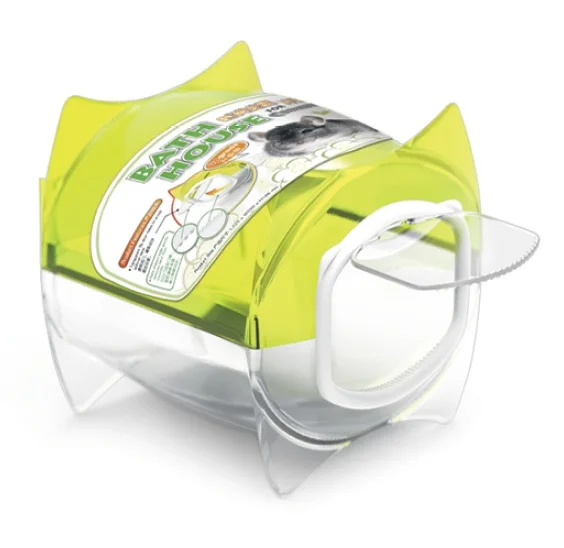 
Pet ProdUct Plastic Green And Transparent Box Chinchilla Bathing House For Sale 