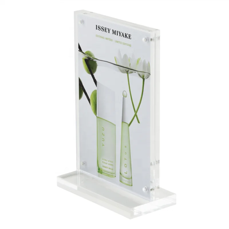 Customized Acrylic Table Number Holder Menu Display Holder Wood Base Acrylic Stand Holder