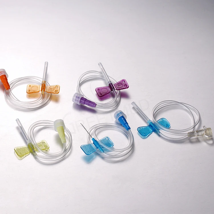 Medical vacuum blood collection 21g 22g 23g 25g 27g butterfly needle disposal scalp vein set