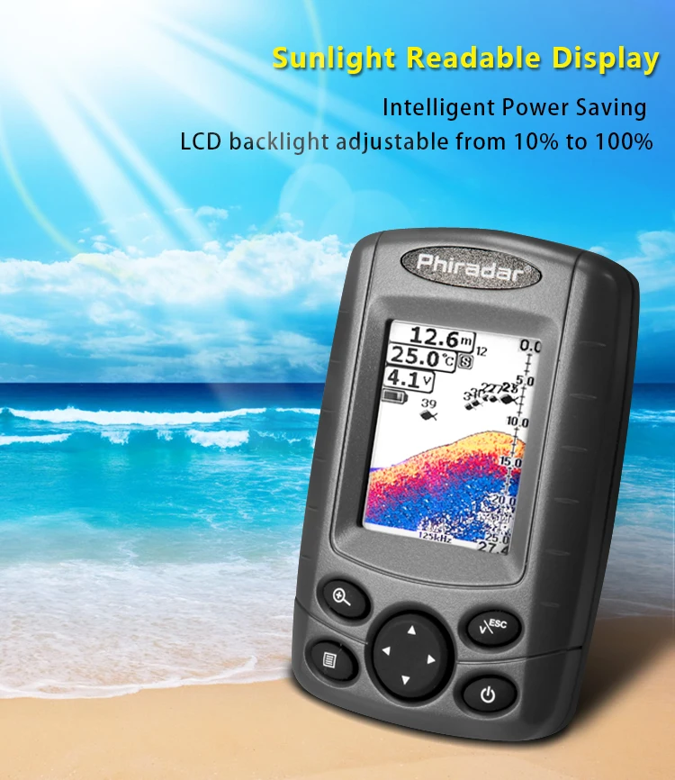 sonar detector,  color fish finder with Transom Mount Transducer