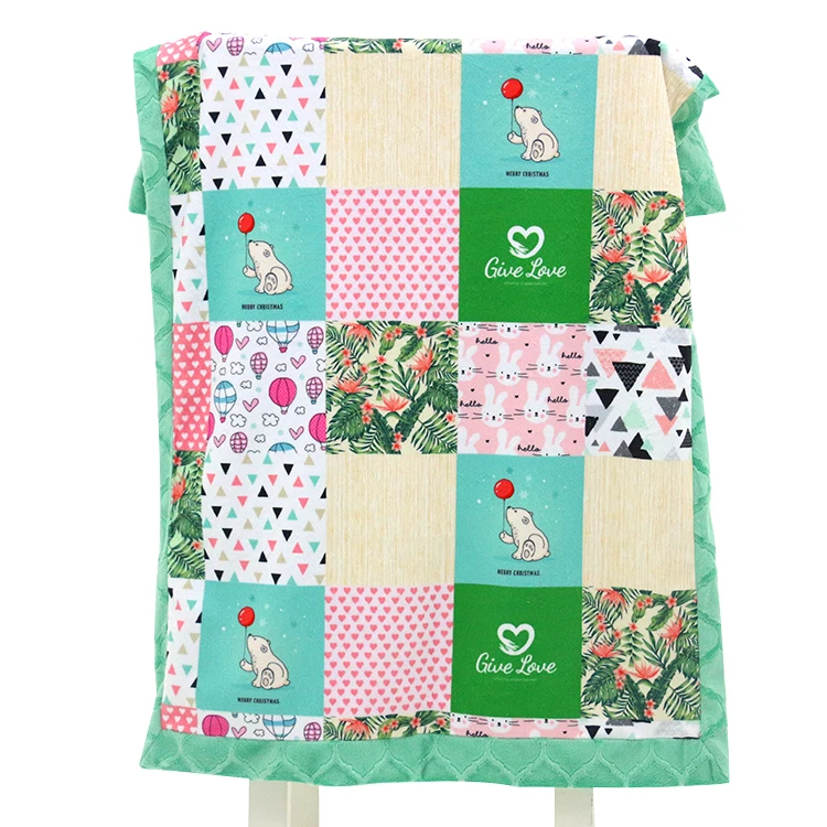 Free Sample Modern Patchwork Picnic Baby Girl Minky Blanket