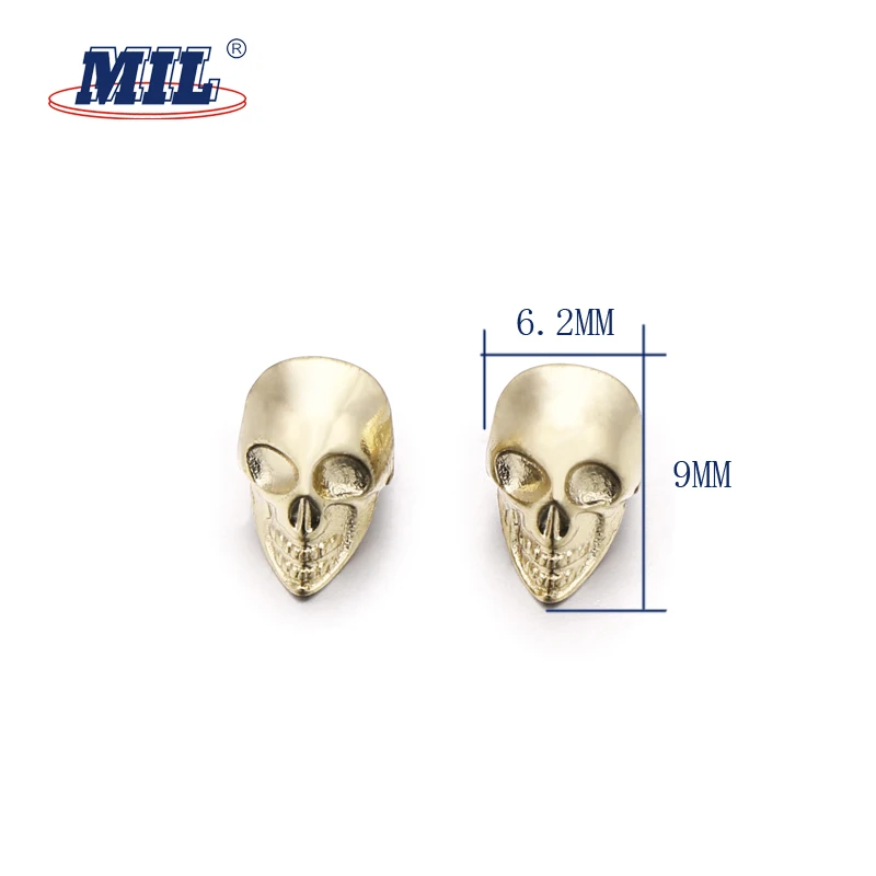 Wholesale fashion sewing shank gold metal skull shape buttons for garments